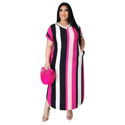 Striped Slip Plus Size Maxi Dresses