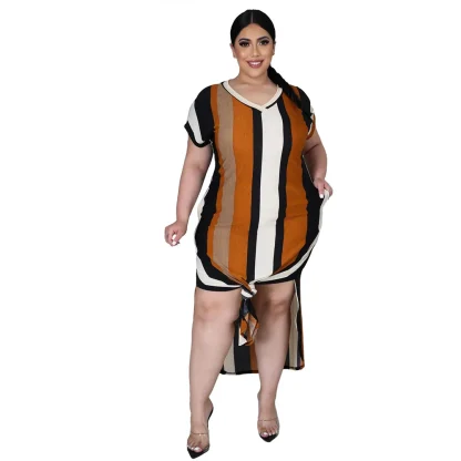 Striped Slip Plus Size Maxi Dresses - Image 5