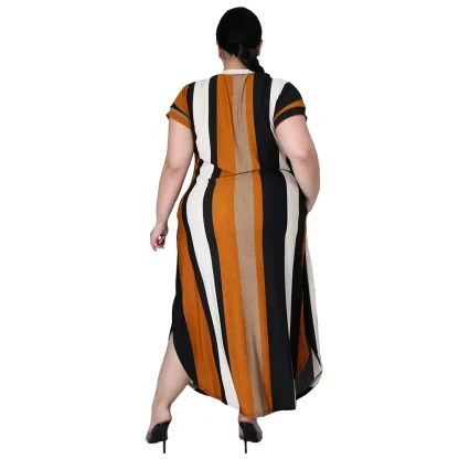Striped Slip Plus Size Maxi Dresses - Image 6