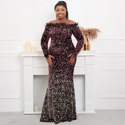 Elegant Off Shoulder Plus Size Maxi Dresses - Image 2