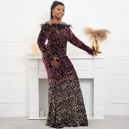 Elegant Off Shoulder Plus Size Maxi Dresses - Image 4