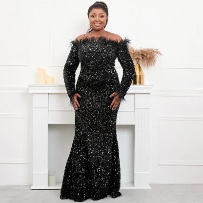 Elegant Off Shoulder Plus Size Maxi Dresses
