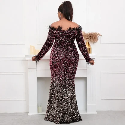 Elegant Off Shoulder Plus Size Maxi Dresses - Image 6