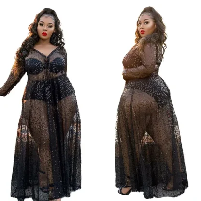 Sexy Mesh Plus Size Maxi Dresses - Image 2