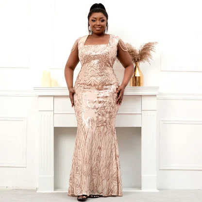 Square Neck Plus Size Maxi Dresses - Image 3