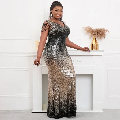 Sequin Beaded Plus Size Maxi Dresses - Image 3