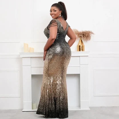 Sequin Beaded Plus Size Maxi Dresses - Image 4