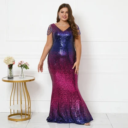 Sequin Beaded Plus Size Maxi Dresses - Image 5
