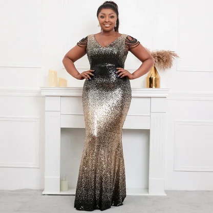 Sequin Beaded Plus Size Maxi Dresses