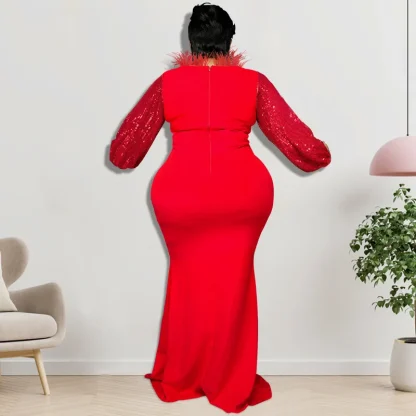 Trumpet Sleeve Plus Size Maxi Dresses - Image 3