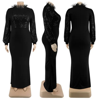 Trumpet Sleeve Plus Size Maxi Dresses - Image 5