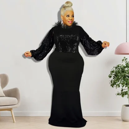 Trumpet Sleeve Plus Size Maxi Dresses