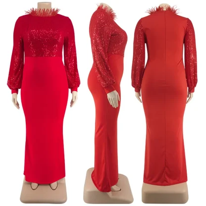 Trumpet Sleeve Plus Size Maxi Dresses - Image 6