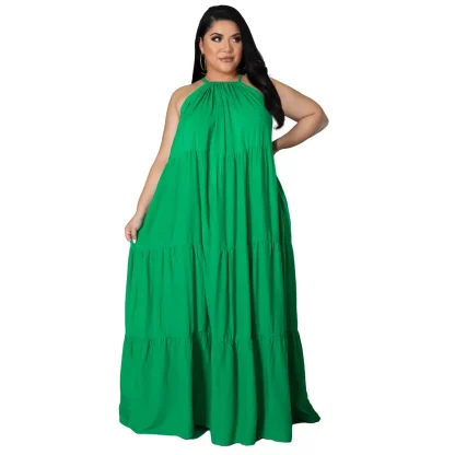 Halter Sleeve Plus Size Maxi Dresses