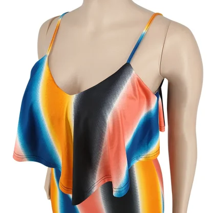 Striped Print Plus Size Maxi Dresses - Image 5