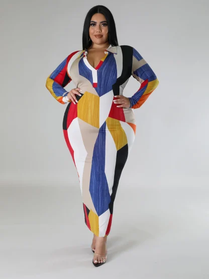 Printed Fit Plus Size Maxi Dresses