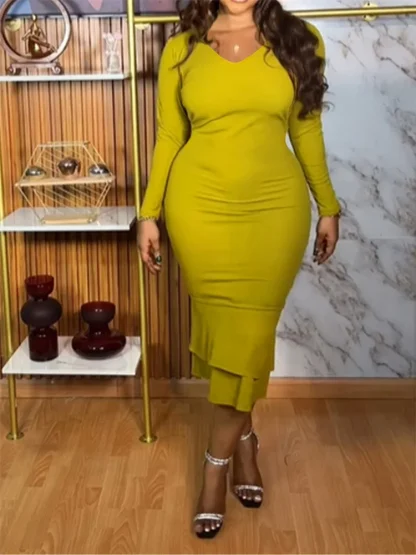Long Sleeve Plus Size Maxi Dresses - Image 3