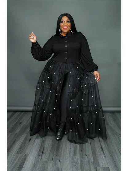 Mesh Sequined Plus Size Maxi Dresses