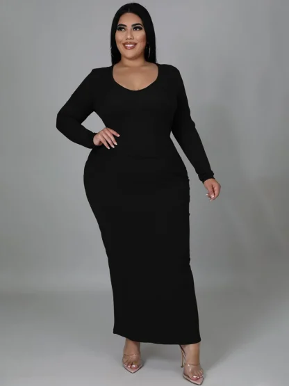 Ribbed Bandage Plus Size Maxi Dresses