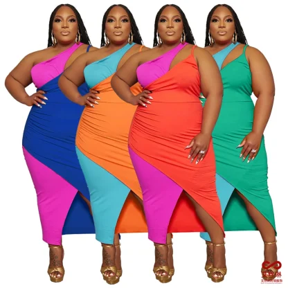 Color Block Plus Size Maxi Dresses - Image 3