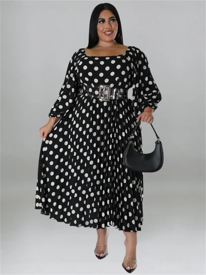 Polka Dot Print Plus Size Maxi Dresses