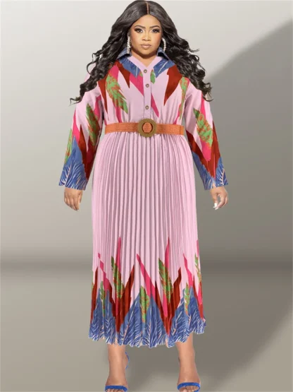 Elegant Pleated Plus Size Maxi Dresses - Image 2