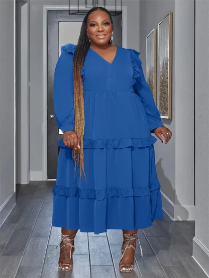 Elegant Long Sleeve Plus Size Maxi Dresses - Image 5