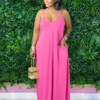 Pink Plus Size Maxi Dresses