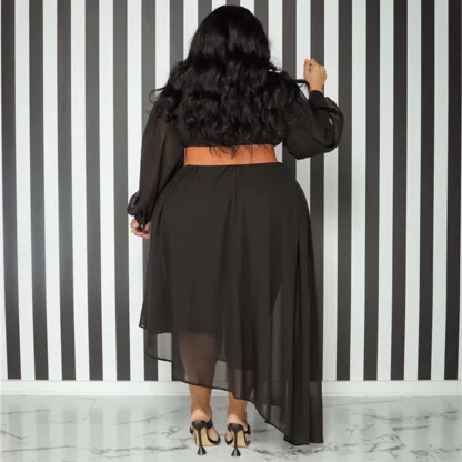 Long Mesh Hem Plus Size Maxi Dresses - Image 2