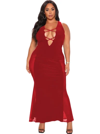Lace Up Plus Size Maxi Dresses - Image 2