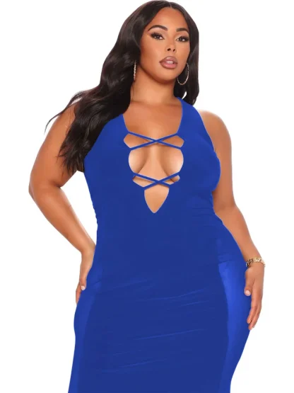 Lace Up Plus Size Maxi Dresses - Image 3