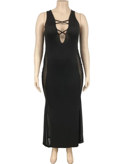 Lace Up Plus Size Maxi Dresses - Image 4