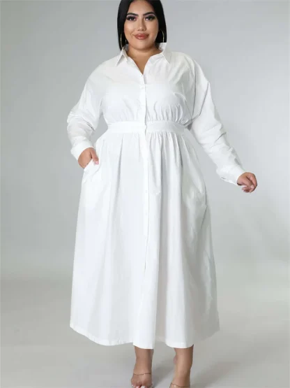 Pleated Fall Plus Size Maxi Dresses - Image 4