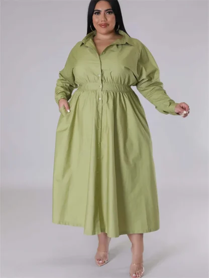 Pleated Fall Plus Size Maxi Dresses - Image 5