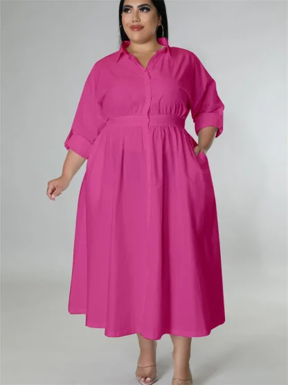 Pleated Fall Plus Size Maxi Dresses - Image 6