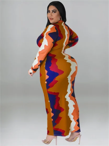 Down Collar Plus Size Maxi Dresses - Image 2