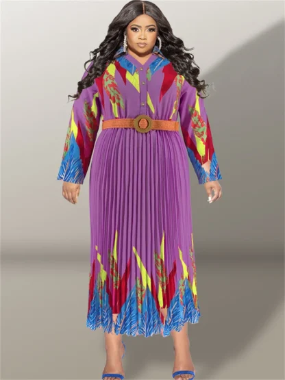 Elegant Pleated Plus Size Maxi Dresses - Image 6