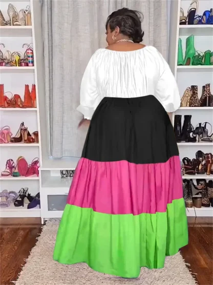 Color Splicing Plus Size Maxi Dresses - Image 2