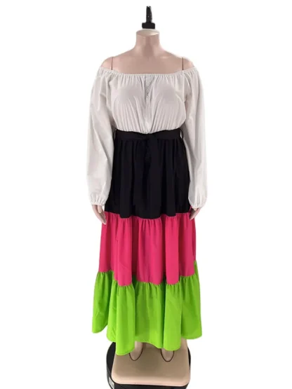 Color Splicing Plus Size Maxi Dresses - Image 6