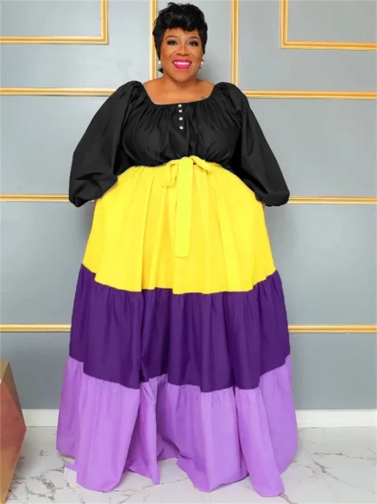 Color Splicing Plus Size Maxi Dresses