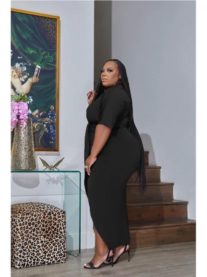 Hip Pleat Plus Size Maxi Dresses - Image 4