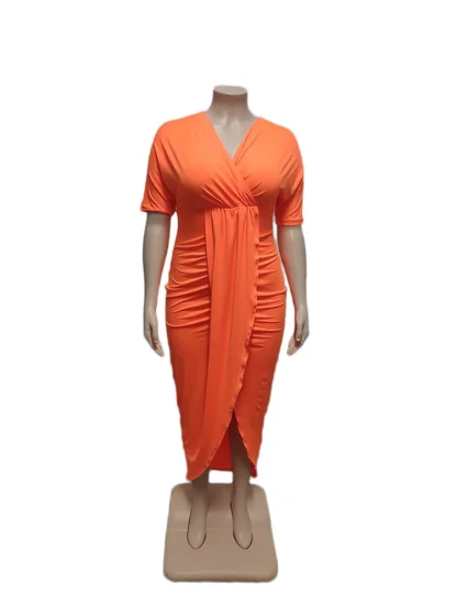Hip Pleat Plus Size Maxi Dresses - Image 6