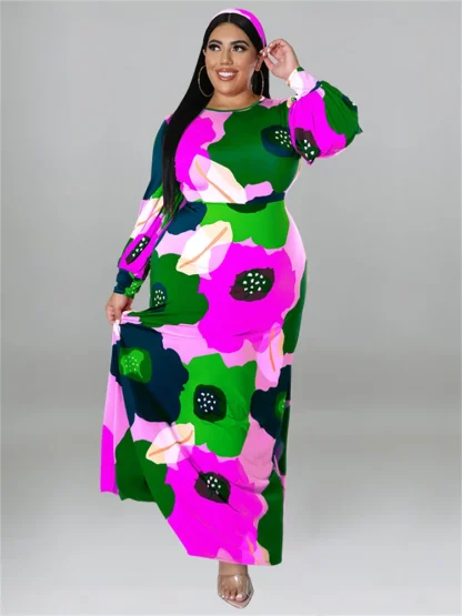 Elegant Floral Plus Size Maxi Dresses - Image 3
