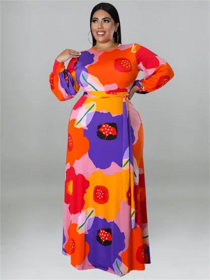 Elegant Floral Plus Size Maxi Dresses - Image 4