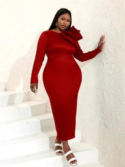 Ruffled Sleeve Plus Size Maxi Dresses - Image 2