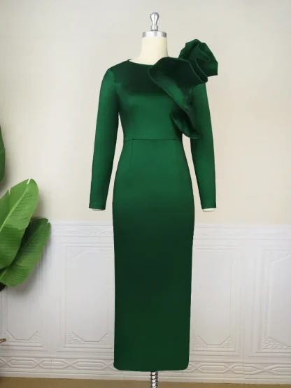 Ruffled Sleeve Plus Size Maxi Dresses - Image 3