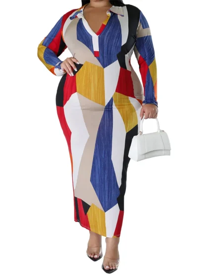 Printed Fit Plus Size Maxi Dresses - Image 4