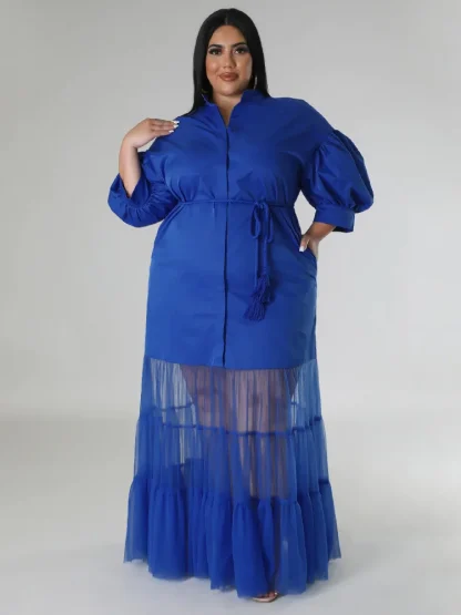 Mesh Hem Plus Size Maxi Dresses - Image 5