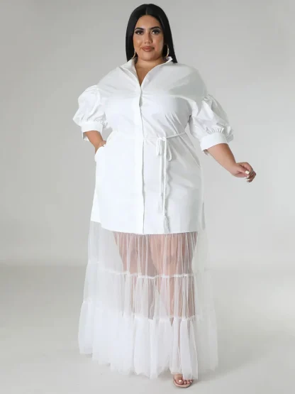 Mesh Hem Plus Size Maxi Dresses - Image 2
