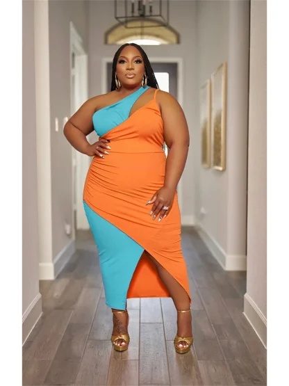 Color Block Plus Size Maxi Dresses - Image 4